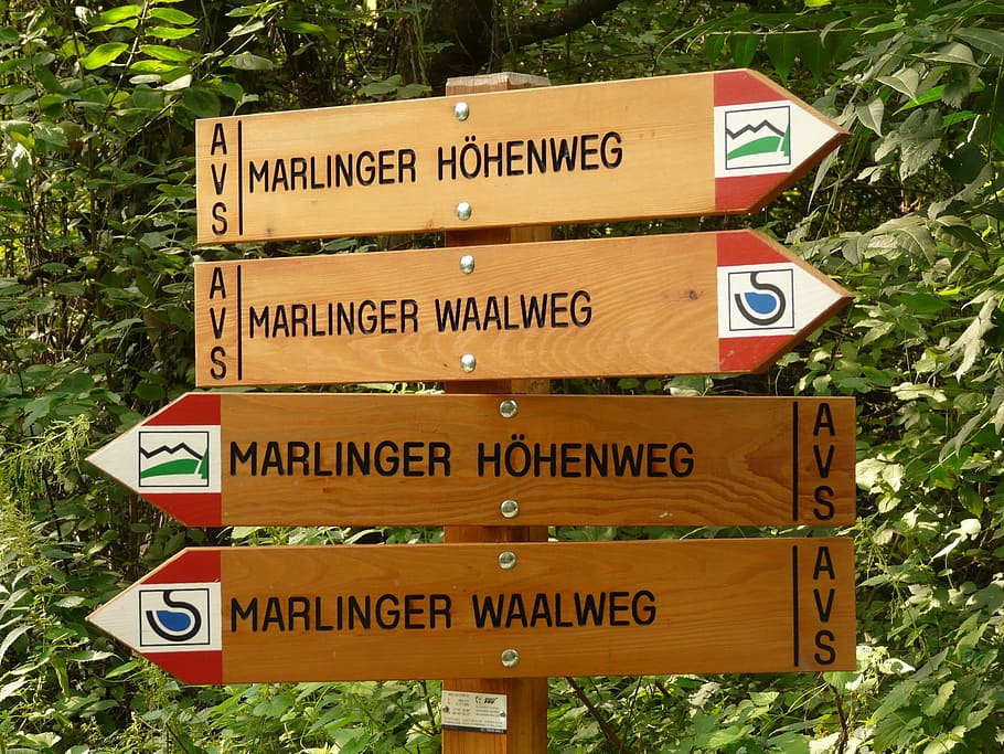 Directory, Meran, Höhenweg, waalweg, signpost, sign, road Sign, outdoors, text, communication