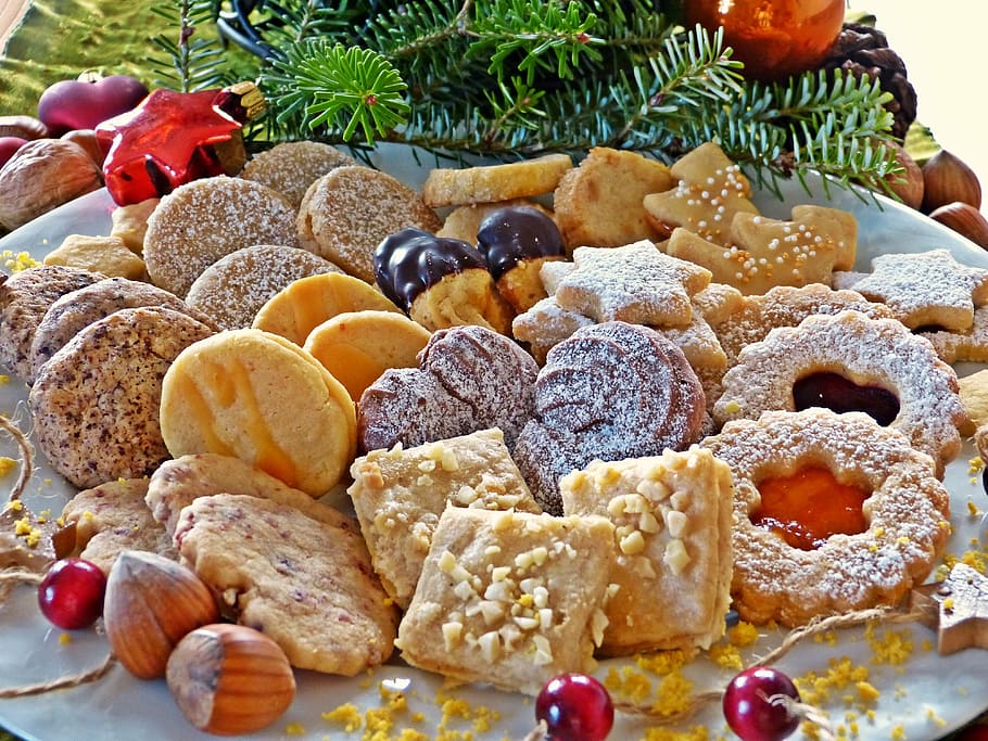 pasteles, blanco, plato, galleta, navidad, adviento, decoración navideña, hornear, galletas, hornear galletas