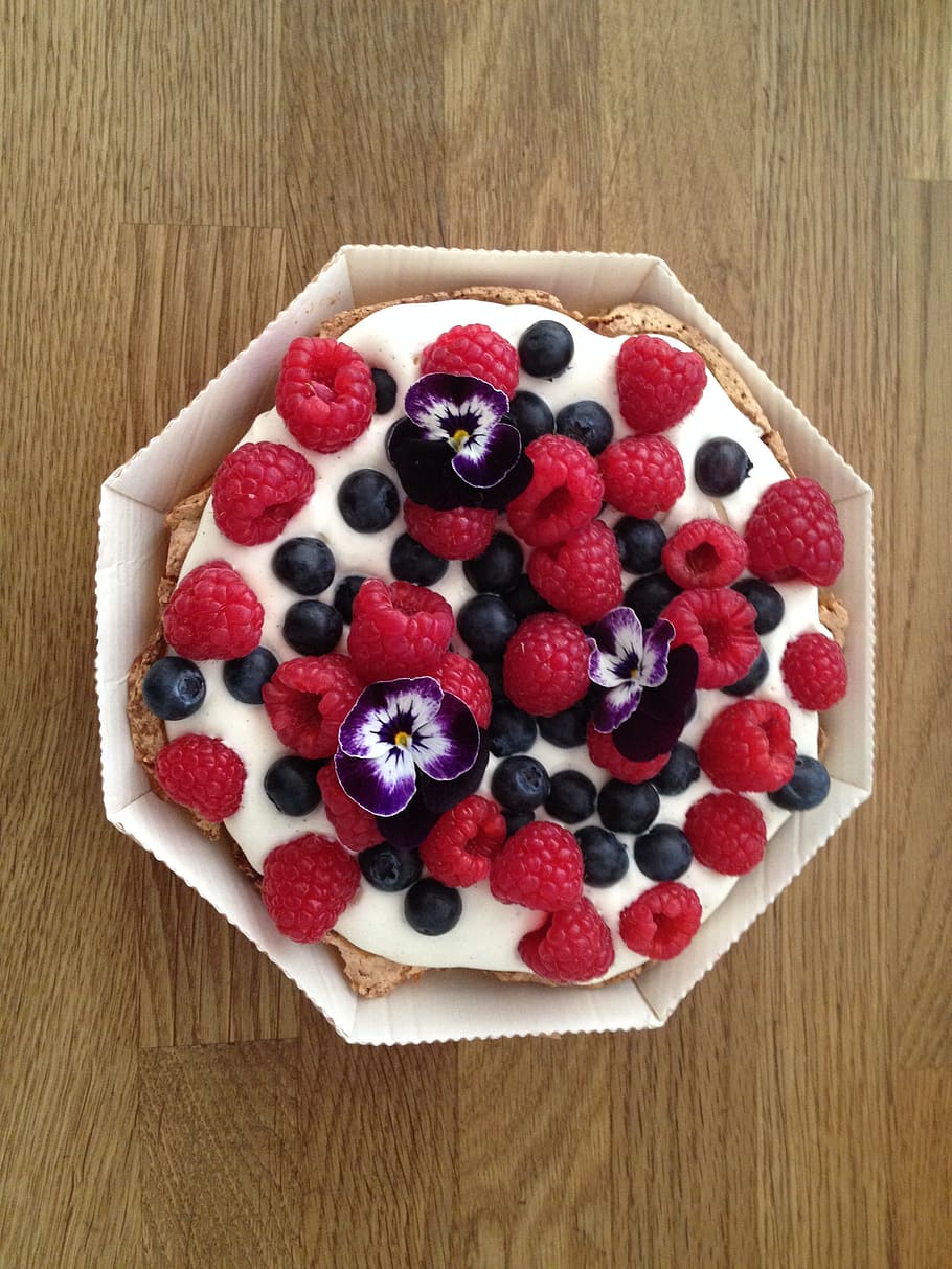 Fruit Cake, Berry, Berries, Flowers, summer, pansy, danish summer, food and drink, freshness, sweet food