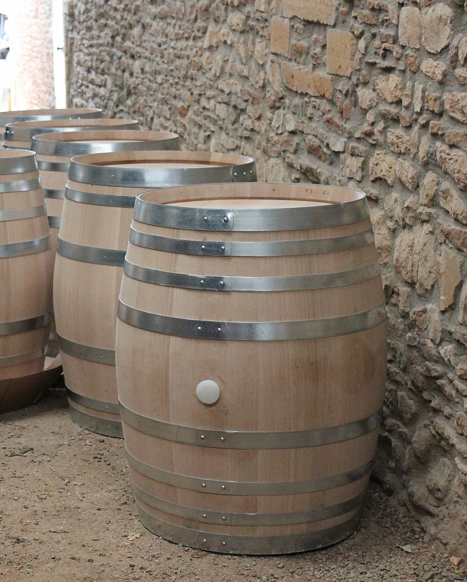 Barrel, Wine, Wood, keg, container, cellar, food and drink, food and drink industry, wall, cylinder