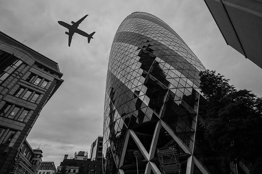 london, gherkin, skyscraper, landmark, uk, building exterior, architecture, sky, built structure, city