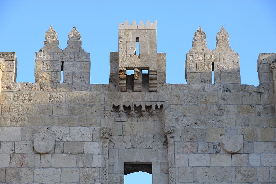 israel, jerusalem, old city, damascus gate, gate, wall, architecture, stone, old, ancient