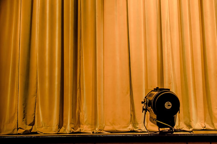 closed, brown, stage curtain, curtain, stage, opera, show, entertainment, waiting, beginning