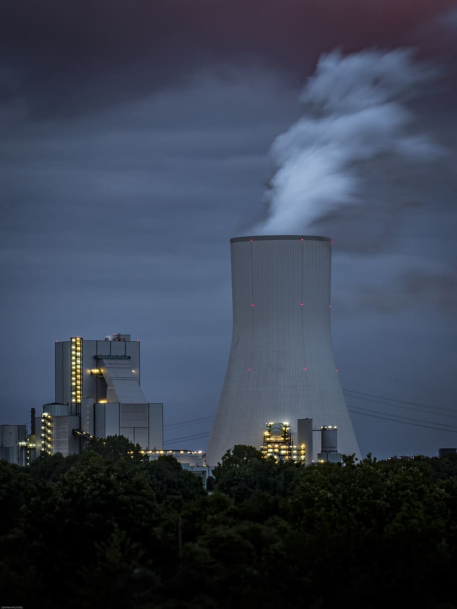 power plant, cooling tower, industry, energy, coal fired power plant, chimney, current, environment, electricity, technology