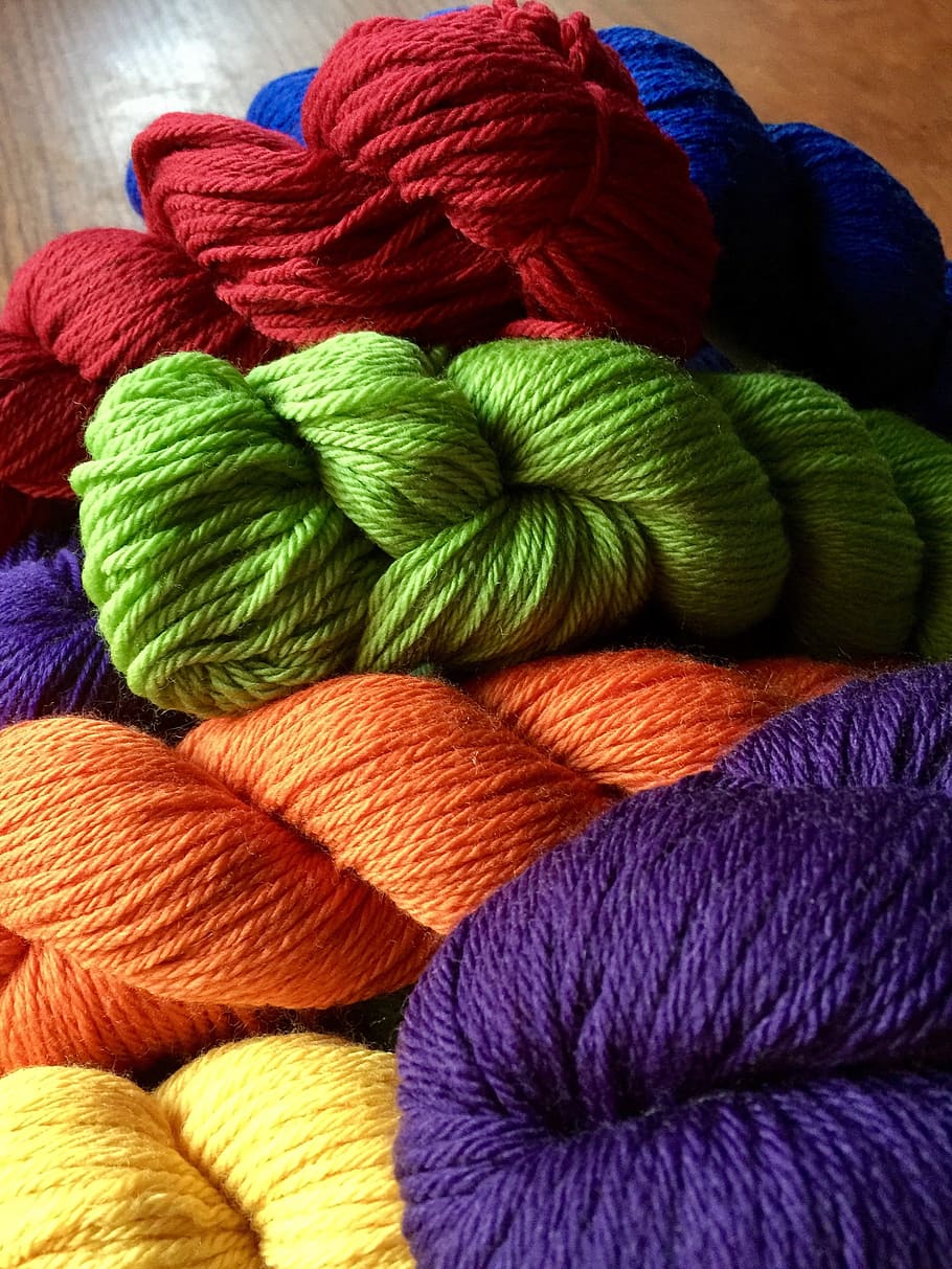 assorted-color yarns, Yarn, Knitting, Crochet, Skein, Colorful, craft, crafting, multicolor, wool