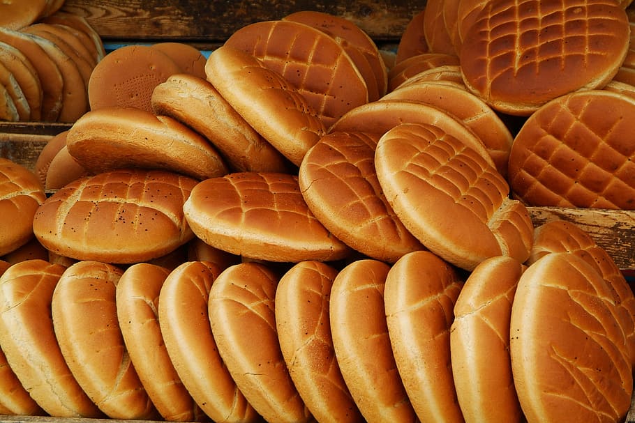 bundel roti, roti, roti arab, pasar, tunisia, makanan dan minuman, makanan, kesegaran, kelompok besar objek, full frame