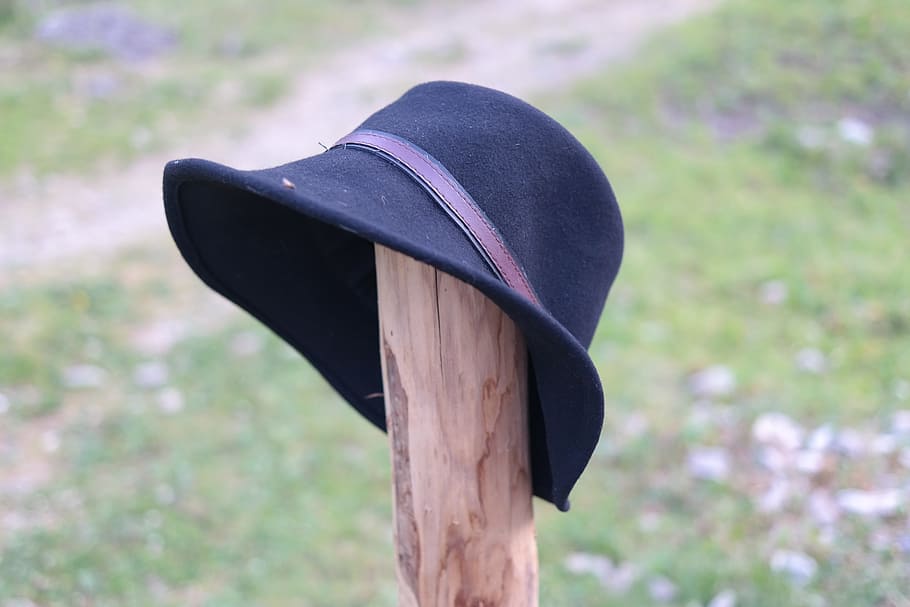 black, fedora hat, gray, post, hat, hiking hat, fedora, filzwollhut, alps filzwollhut, wool felt