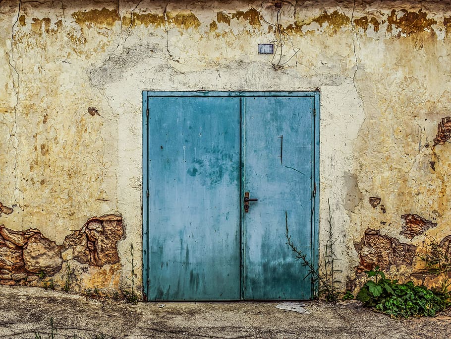 Door, Old, Entrance, Storehouse, Wall, damaged, weathered, aged, street, town