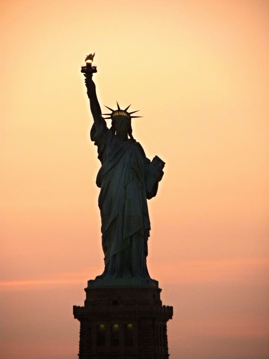 シルエット 像 自由 新しい ニューヨーク 日没 マンハッタン アメリカ合衆国 川 観光 Pxfuel