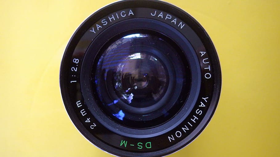 wide angle, yashica car ds m, camera, nostalgia, technology, camera - photographic equipment, close-up, photography themes, yellow, photographic equipment