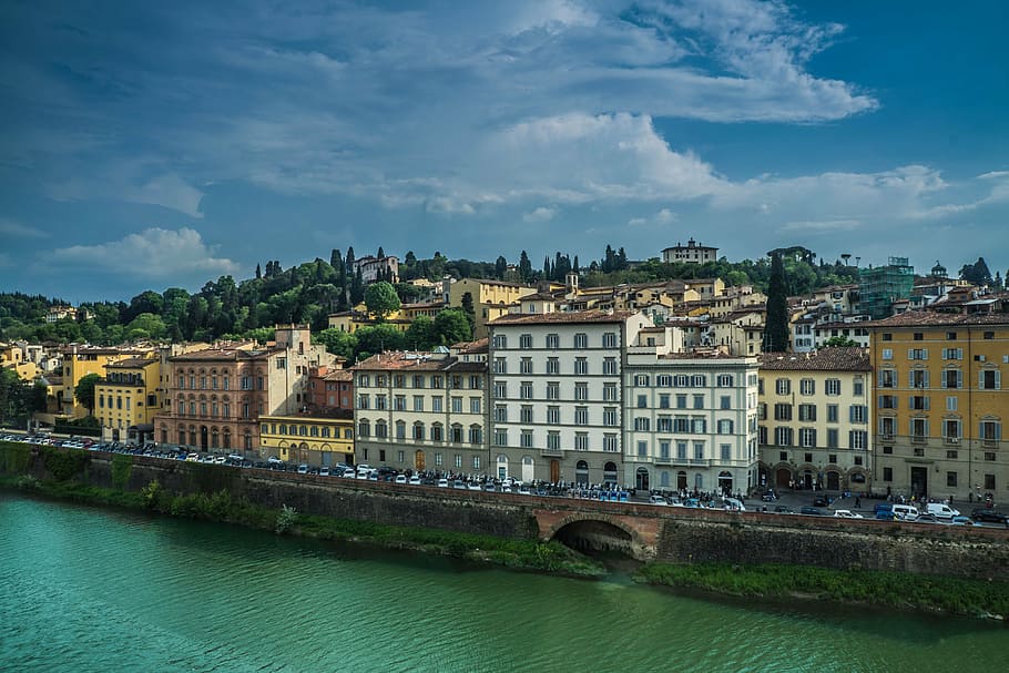 Florencia, Italia, arquitectura, horizonte, edificios, río, río Arno, histórico, fuera de, ciudad