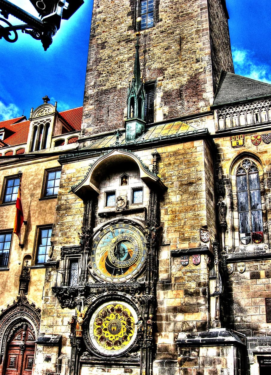 astronomical clock, church, prague, clock, travel, architecture, building, landmark, city, historic