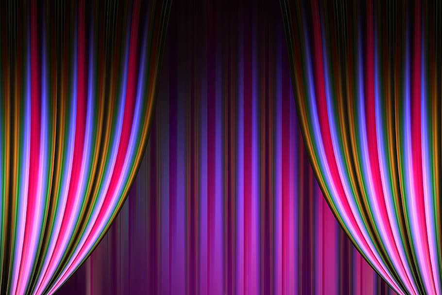 tirai bergaris ungu-hitam-dan-hijau, teater, bioskop, tirai, garis-garis, merah muda ungu, latar belakang, abstrak, tekstur, sirkus