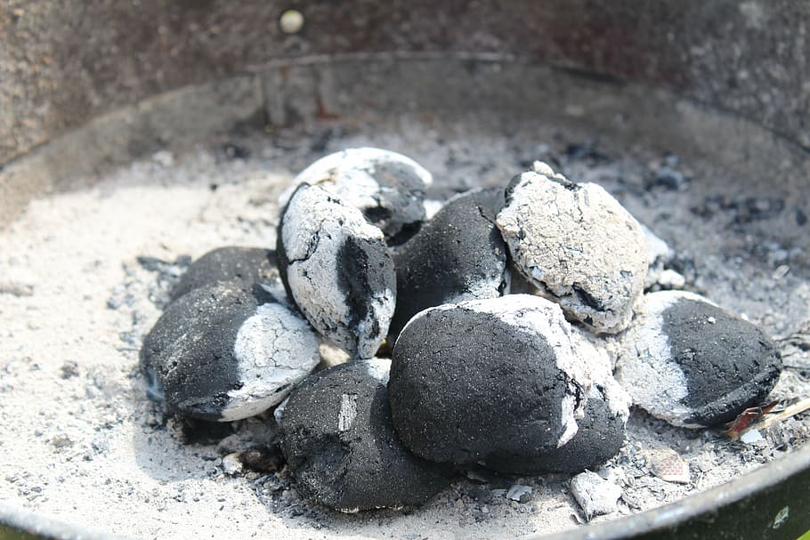 briquette, fire, grill, kindle grille, kindling, land, nature, day, close-up, focus on foreground