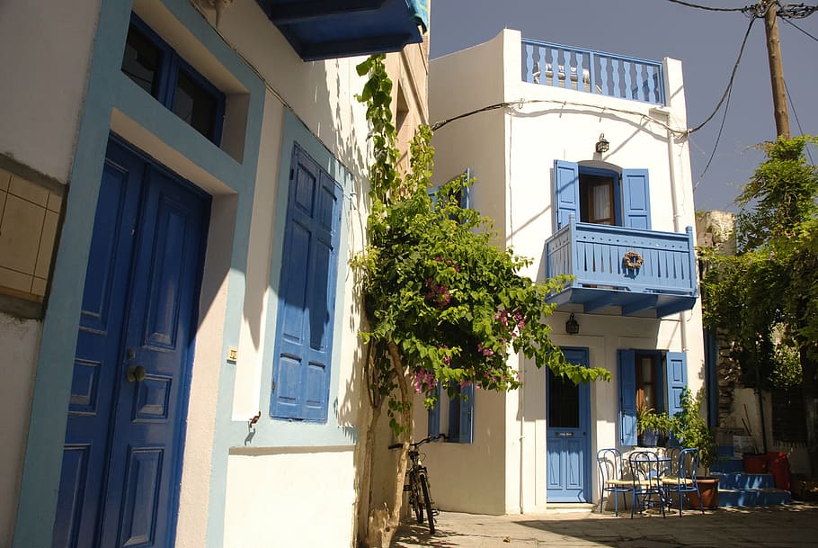 greece, authentic, blue, white, holiday, skies, building, building exterior, architecture, built structure