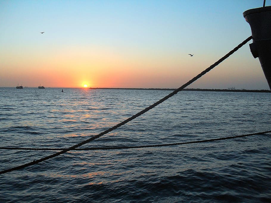 puesta del sol, bahía de walvis, bahía, mar, océano, agua, sol, después del resplandor, cielo, puesta de sol