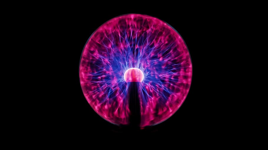 purple plasma ball, plasma, globe, long, exposure, energy, light, science, lamp, blue