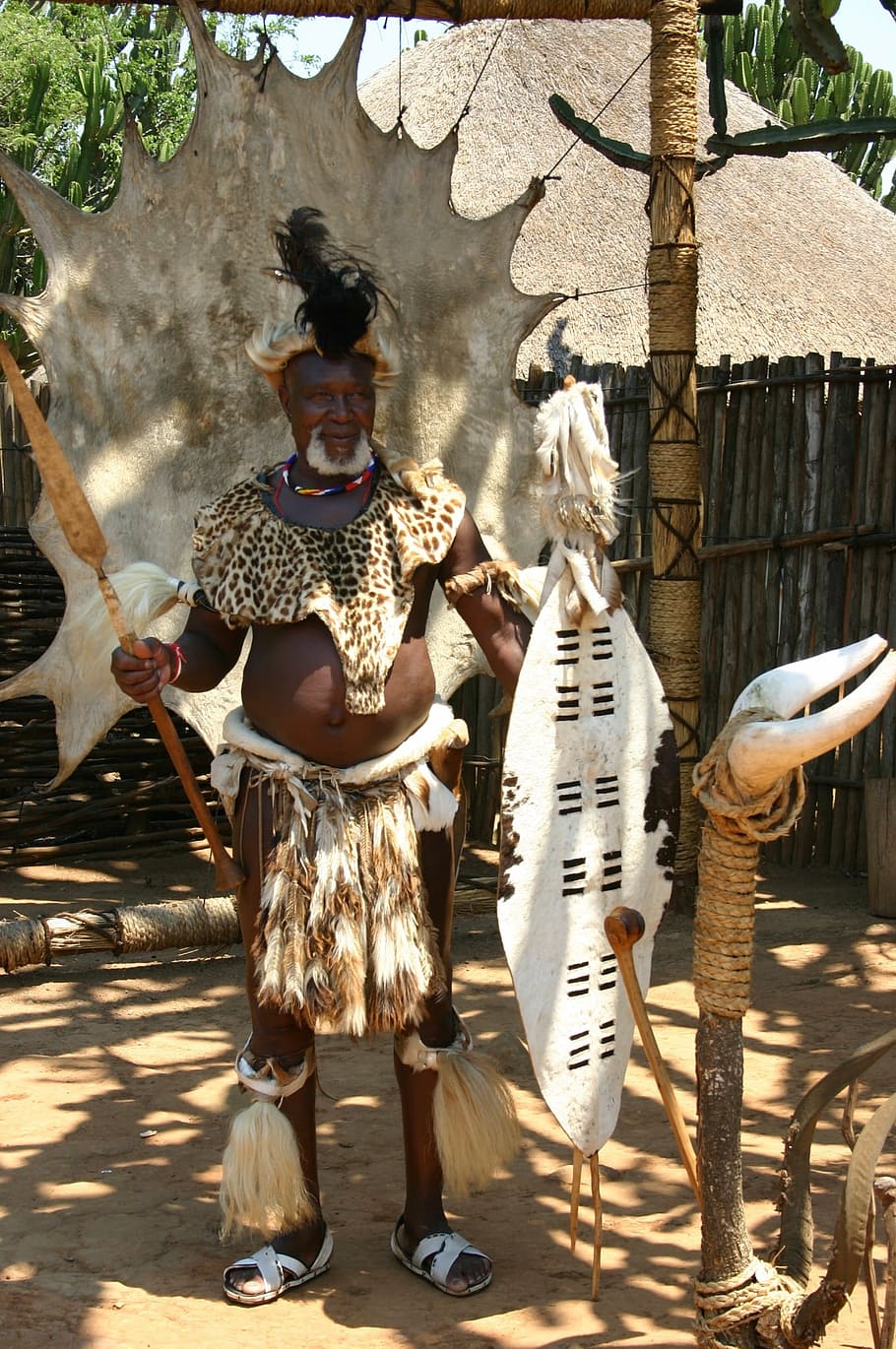 swaziland, warrior, south africa, real people, full length, front view, shadow, sunlight, day, one person