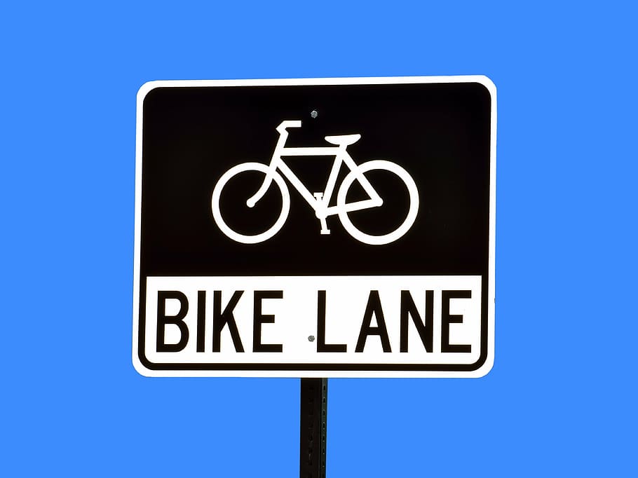sinalização de pista de bicicleta, terra de bicicleta, sinal, sinalização, sinal de estrada, bicicleta, estrada, transporte, símbolo, pista
