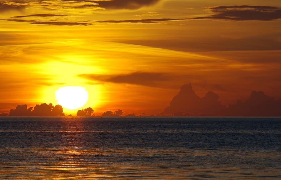 matahari terbenam, matahari terbit, filipina, pulau, laut, pantai, ombak, pemandangan laut, pasir, berselancar