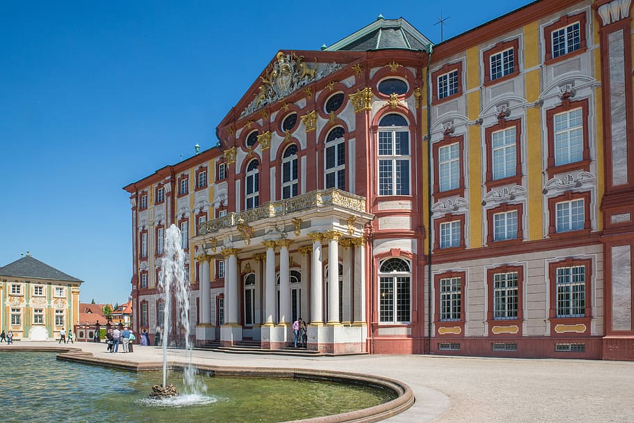 Bruchsal, Castle, Baroque, Historically, park, baden württemberg, fountain, architecture, building exterior, house
