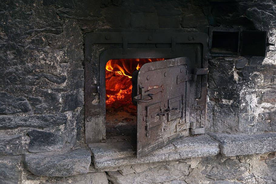 fireplace, backhaus, stone house, bread baking, the village oven, oven, historically, stone, bake, wood burning stove