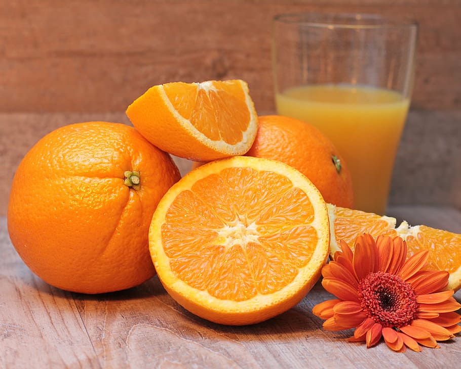 fatia, laranja, claro, copo de bebida, frutas cítricas, fruta, saudável, vitamina c, frisch, metade
