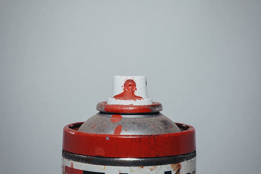 Spray Can, Color, Red, color, red, spray, cans of paint, box, graffiti, grafitti, pressure vessel