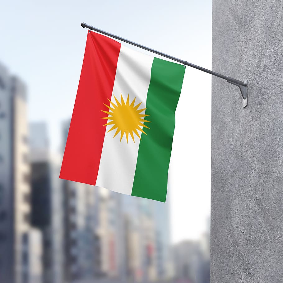 kurdistan, bandera, kobani, como, siria, irán, turkiya, irak, dom, demokratie