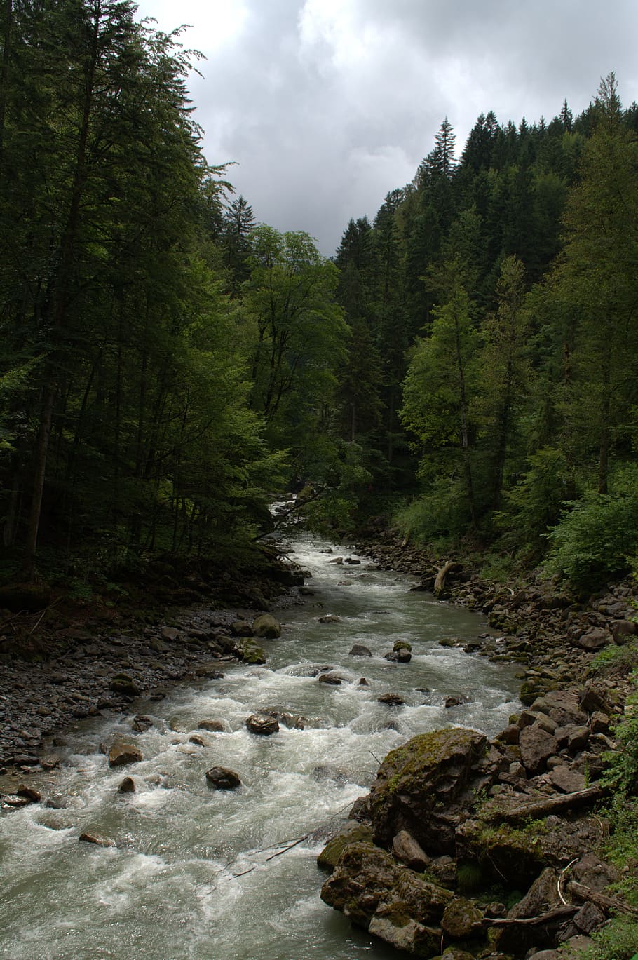 amplio arroyo húmedo, allgäu, húmedo, amplio arroyo, kleinwalsertal, río, bach, roca, piedras, naturaleza