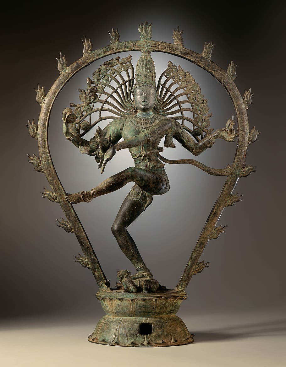 latón, plateado, estatua, nataraja, shiva, diosa, deidad, india, indio, hindú
