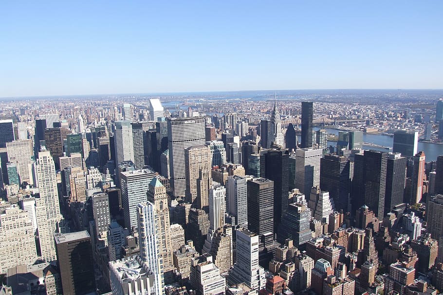 aerial, high-rise, buildings, daytime, newyork, city, architecture, street, sky, new york