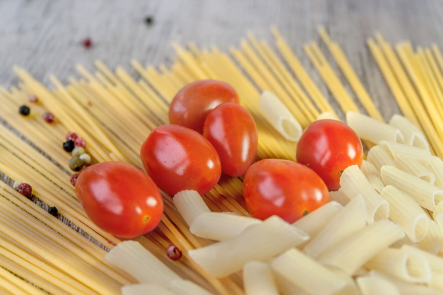 cherry, tomato, pasta, noodles, cook, eat, pepper, italy, colorful, food