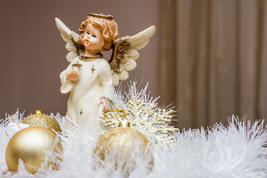 angel figurine, baubles, christmas presents, happy new year 2018, christmas, 2018, holiday, happy, present, celebration