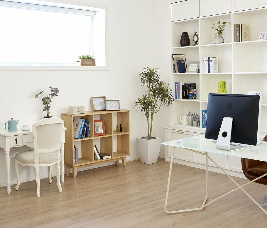 white, wooden, desk, chair, the sanctum sanctorum, book, table, home, room, indoors