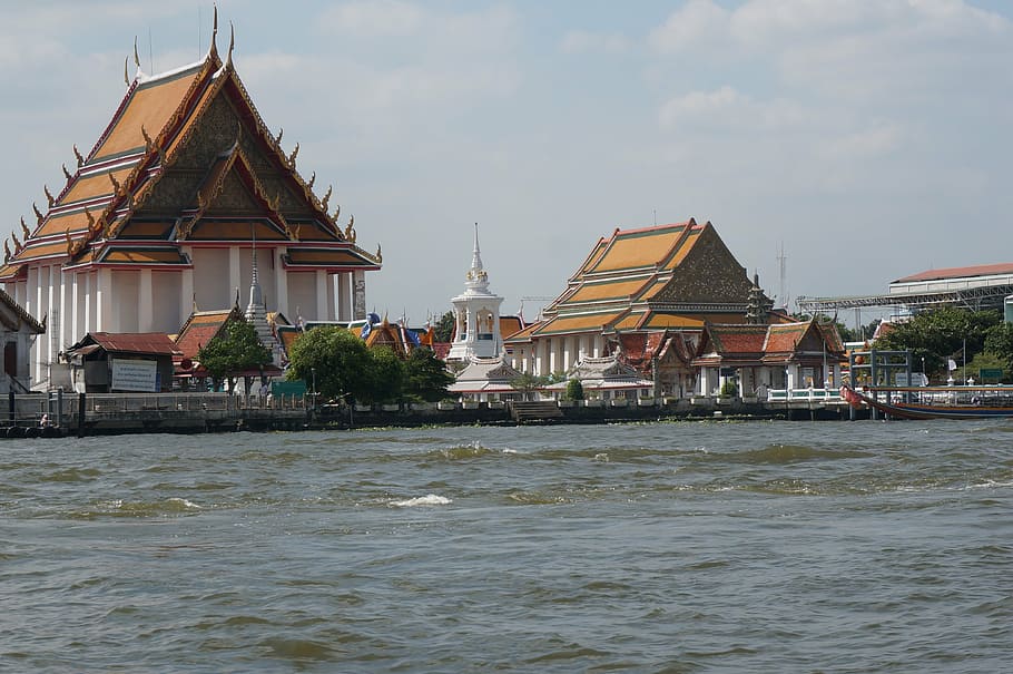temple, river, thailand, asia, architecture, buddhism, cultures, temple - Building, famous Place, east Asian Culture