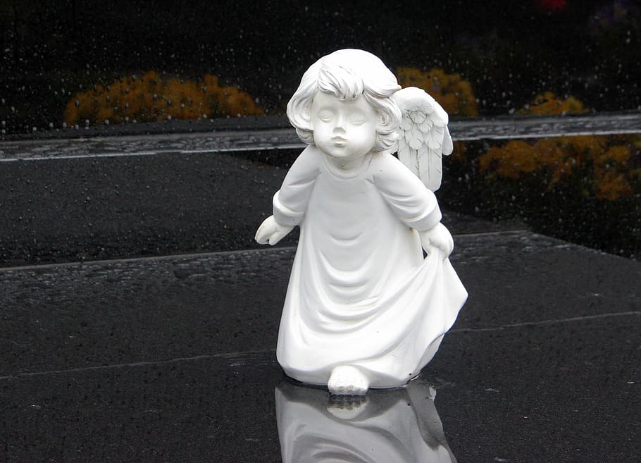 angel, angel face, angel wings, angel figure, sweet, little angel, go, statue, cemetery, on a marble slab