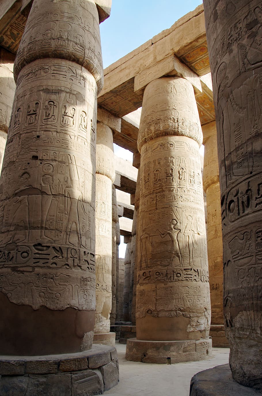 Mesir, karnak, Candi, amin, barisan tiang, pilar, kolom, Arsitektur, antik, firaun