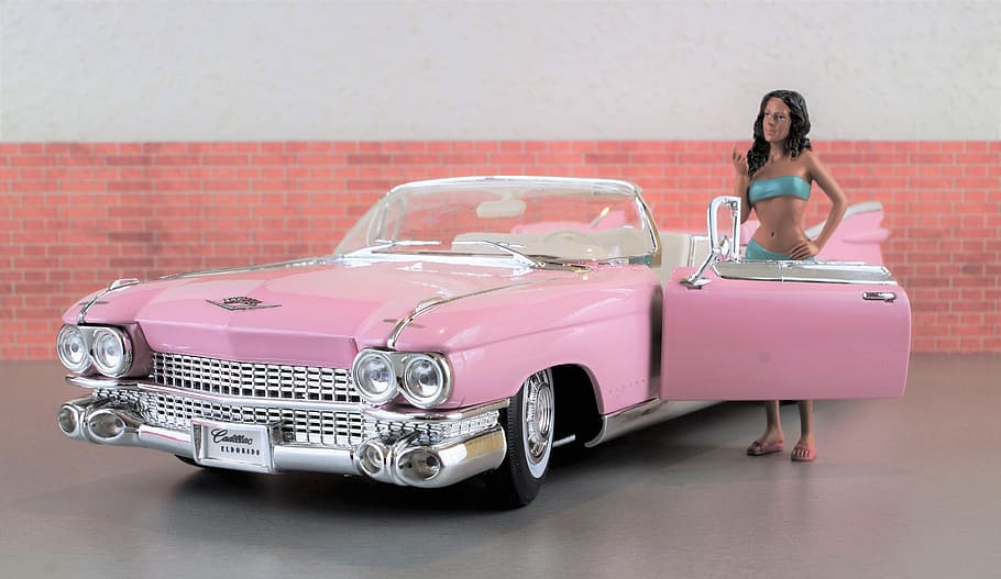 Model Car, Cadillac, Cadillac, Cadillac Eldorado, cadillac, pink, auto, old, toy car, usa, america