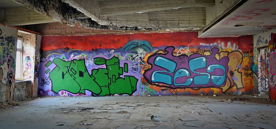 lost places, graffiti, ruin, industrial building, leave, decay, factory building, run down, break up, ailing