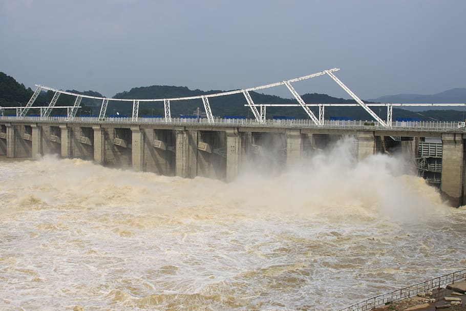 oito por barragem armazenada, rio han, água, represa, combustível e geração de energia, usina hidrelétrica, energia, energia hidrelétrica, natureza, eletricidade