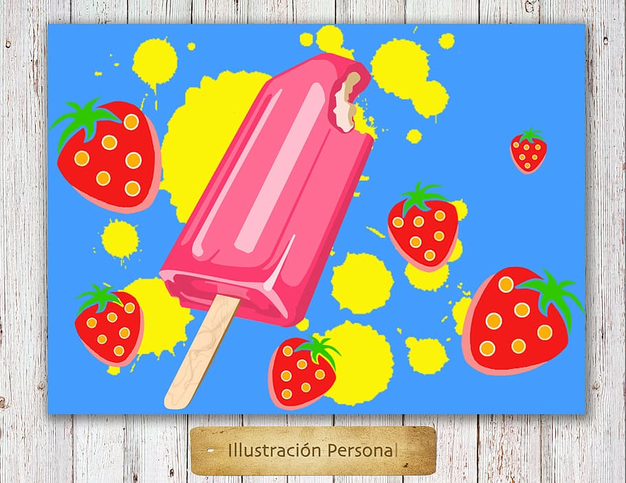 ilustração de sorvete, pirulito, picolé, sorvete, doce, gelo, verão, congelado, comida, texto