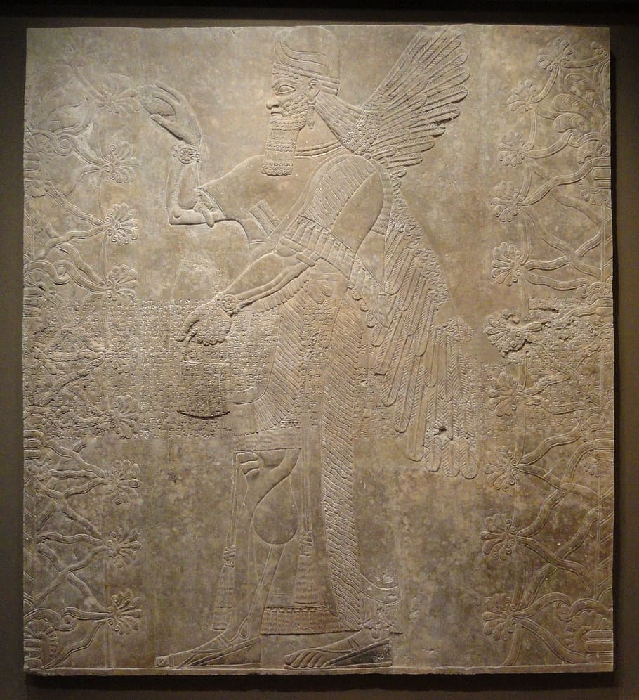assyrian, relief, ashurnasirpal, palace, museum, ancient, old, stone, historic, culture