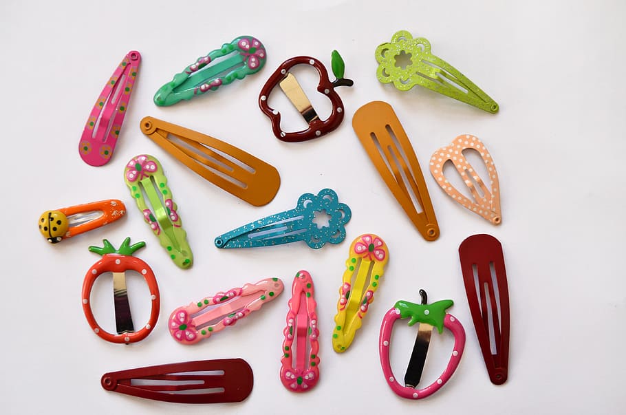 assorted-color hair clips, clips, hair clips, hair accessories, children's jewellery, kids hair accessories, colorful, many, funny, hairstyle
