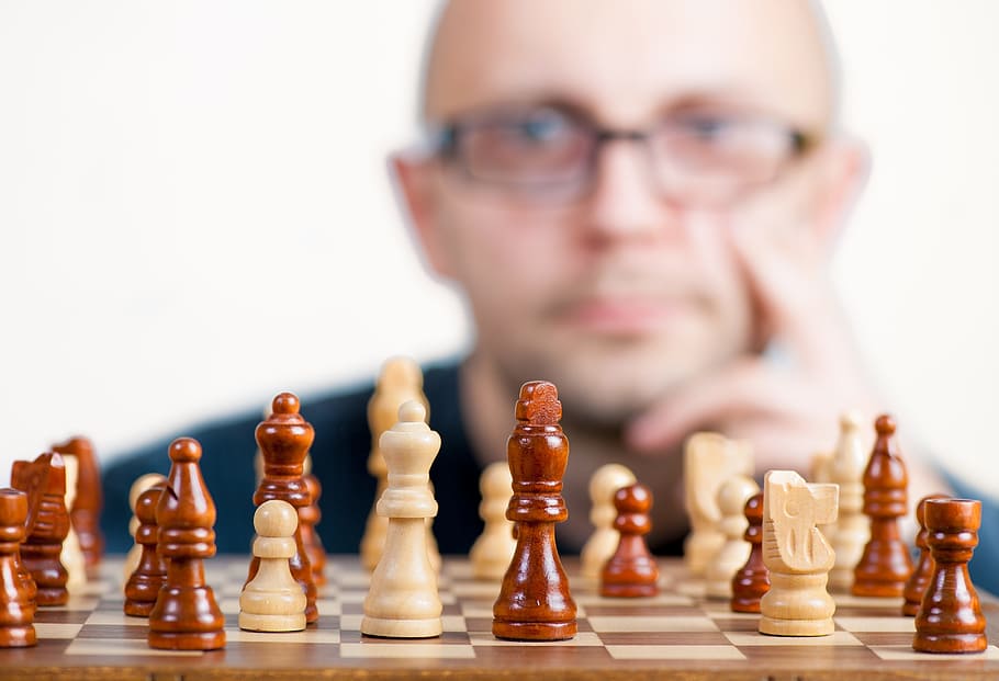 shallow, focus, chess board, behind, man, the strategy, win, champion, the championship, the winner of the