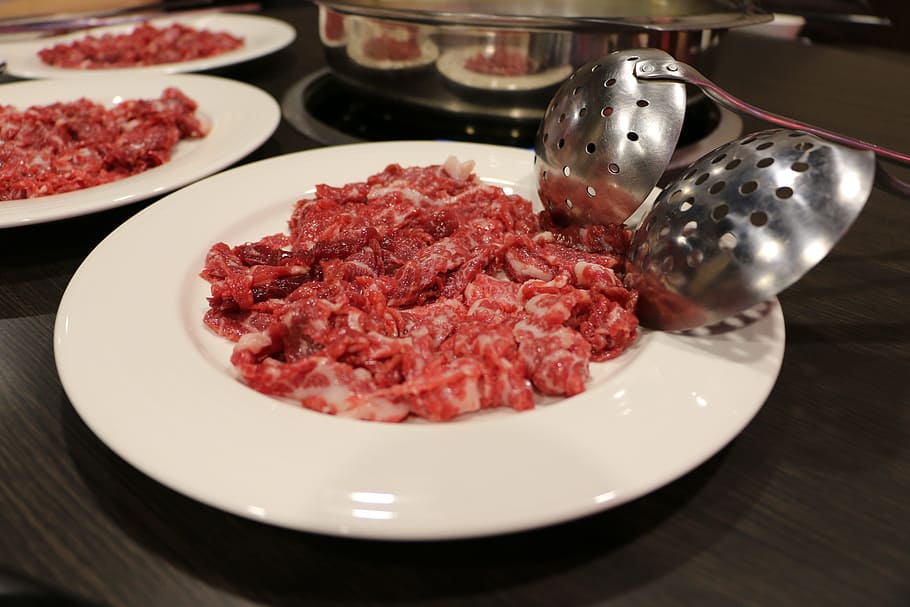 beef, chafing dish, eating, food, green, vegetables, cooking, food and drink, freshness, table