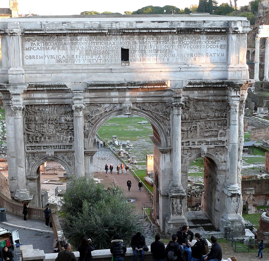 roma, arco do triunfo, monumento, itália, arquitetura, senado, estrutura construída, turismo, pessoas reais, cidade