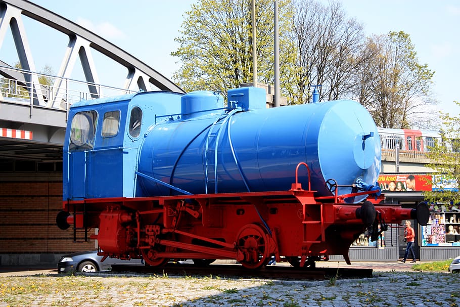 locomotive, exhibition, places of interest, hamburg, museum of the work, presentation, railway, loco, train, mode of transportation