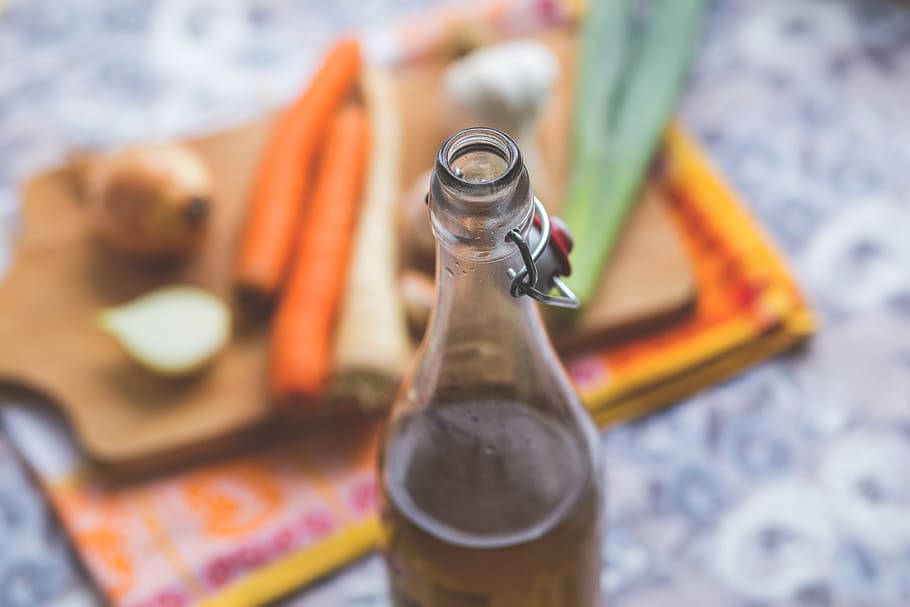 blur, bottle, close-up, color, container, cooking, drink, food, glass, indoors
