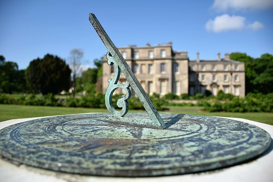 gray, sun dial, building, sundial, normanby hall, country park, instrument, time, shadow, pointer